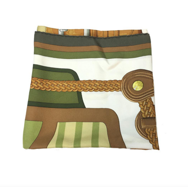 HERMÈS VINTAGE COACHING EQUESTRIAN BELT STRAP BRIDLE SILK SCARF