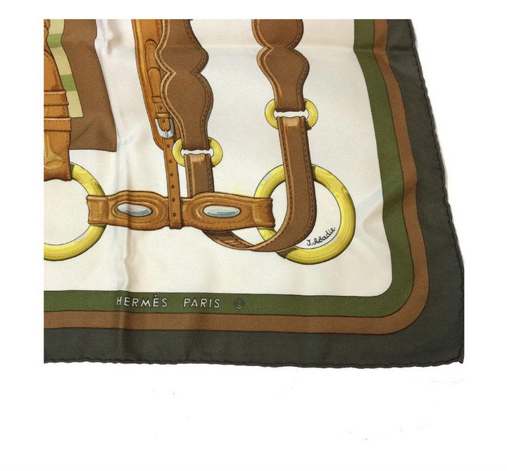 HERMÈS VINTAGE COACHING EQUESTRIAN BELT STRAP BRIDLE SILK SCARF