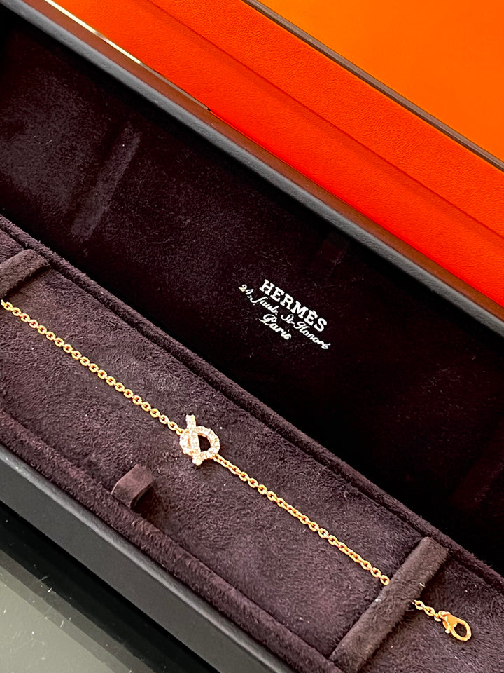 HERMÈS FINESSE 18K GOLD &amp; DIAMOND BRACELET