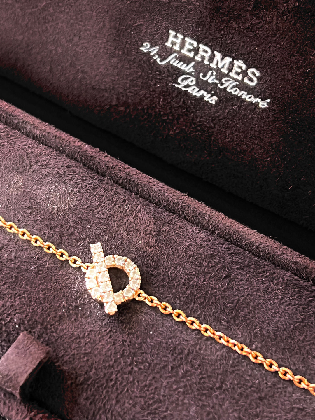 HERMÈS FINESSE 18K GOLD &amp; DIAMOND BRACELET