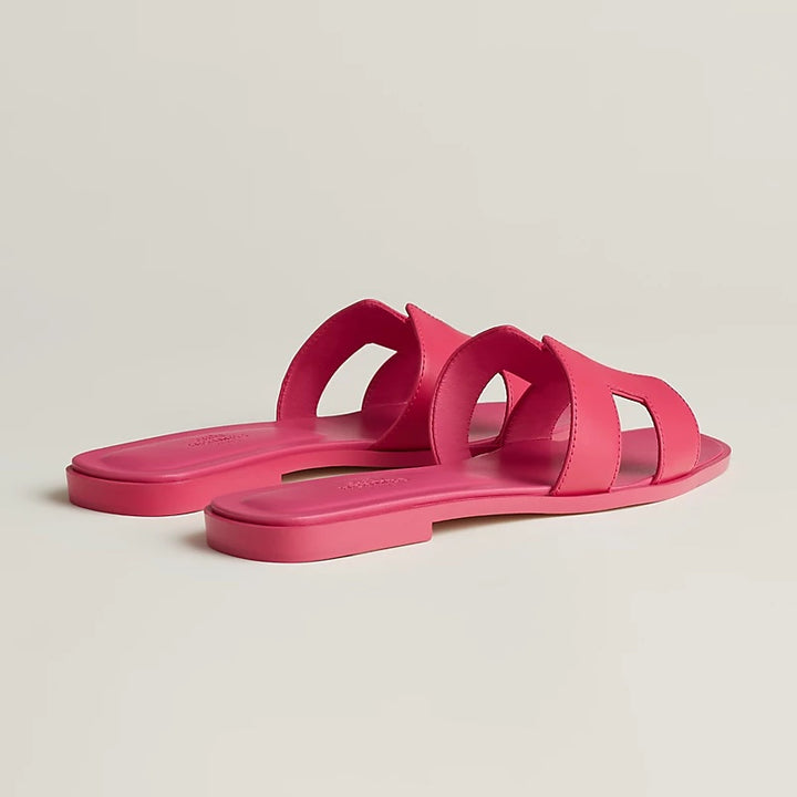 HERMÈS LEATHER ORAN SANDALS ROSE PINK