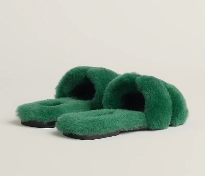 HERMÈS WOOLSKIN ORAN SANDALS