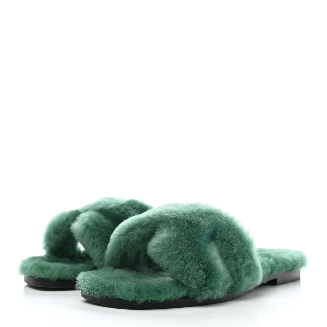 HERMÈS WOOLSKIN ORAN SANDALS