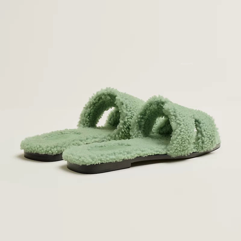 HERMÈS SHEARLING ORAN SANDALS