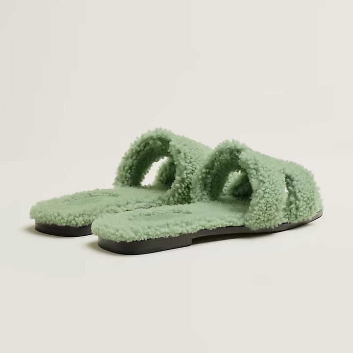 HERMÈS SHEARLING ORAN SANDALS