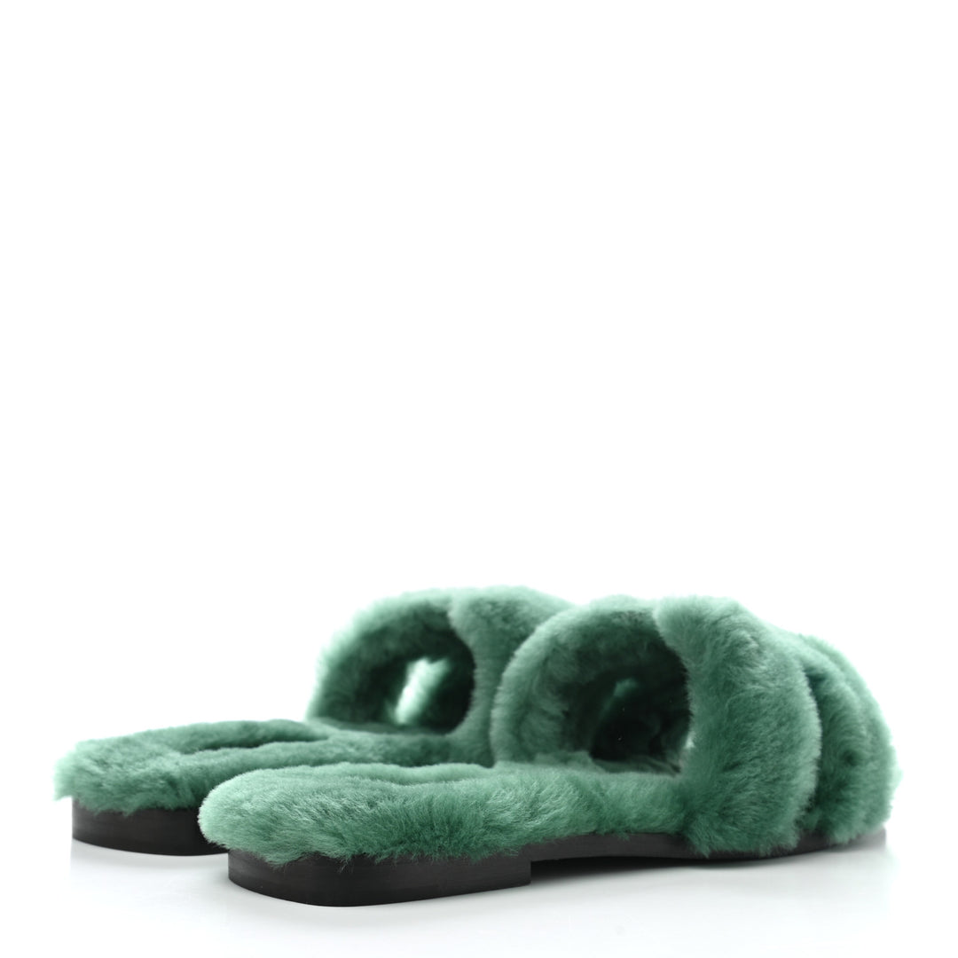 HERMÈS WOOLSKIN ORAN SANDALS