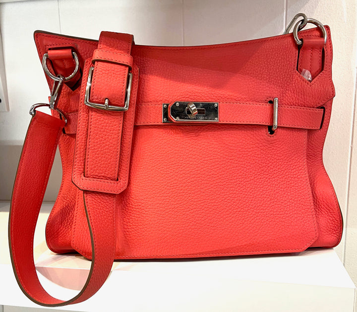 HERMÈS Jypsiere Clemence Red Leather Cross Body Bag-HS