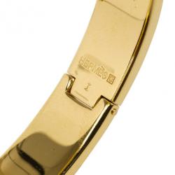 HERMÈS  Clic Clac H Light Blue Enamel Gold Plated Bracelet PM