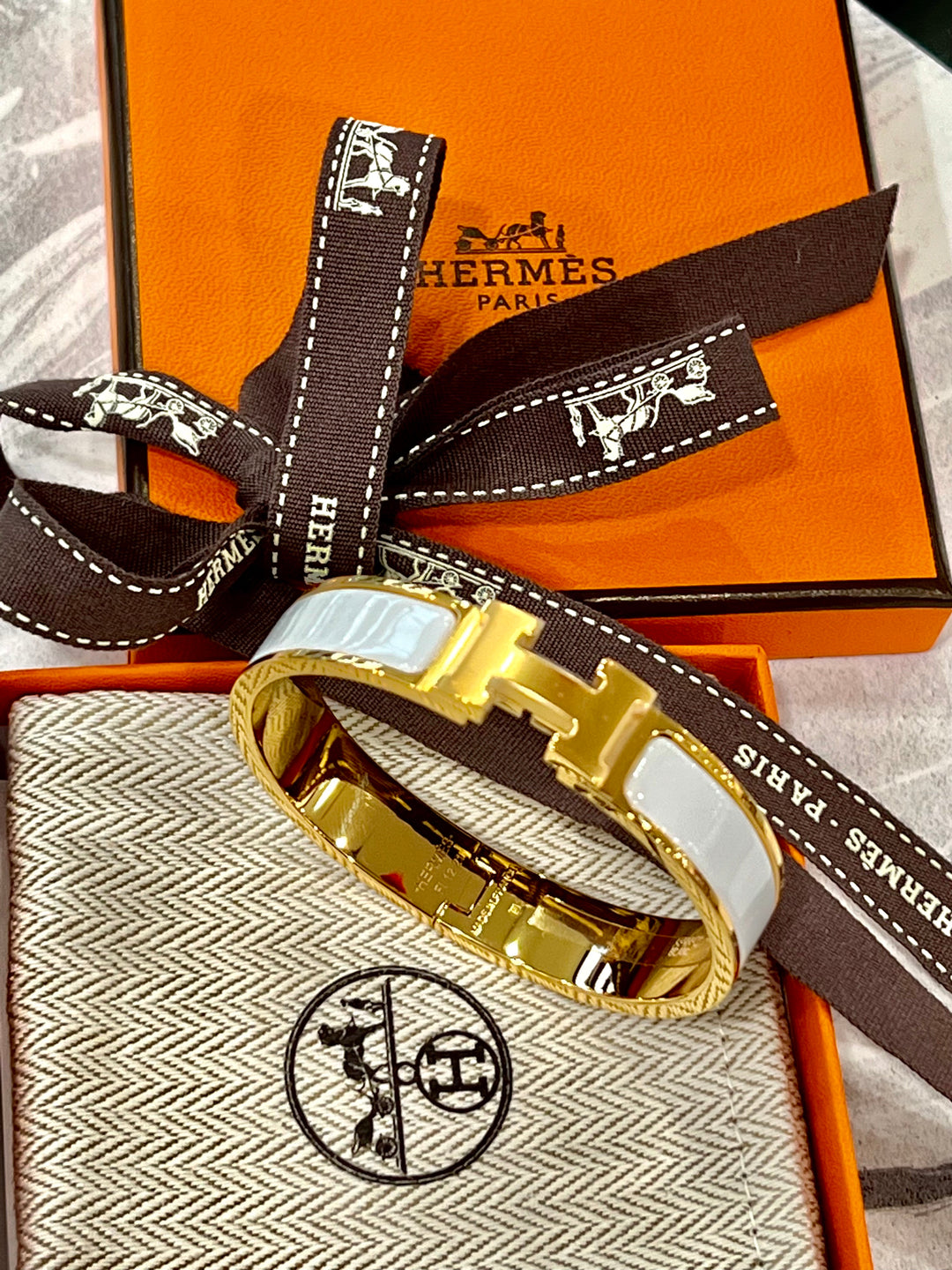 HERMÈS CLIC H BRACELET PM BLANC