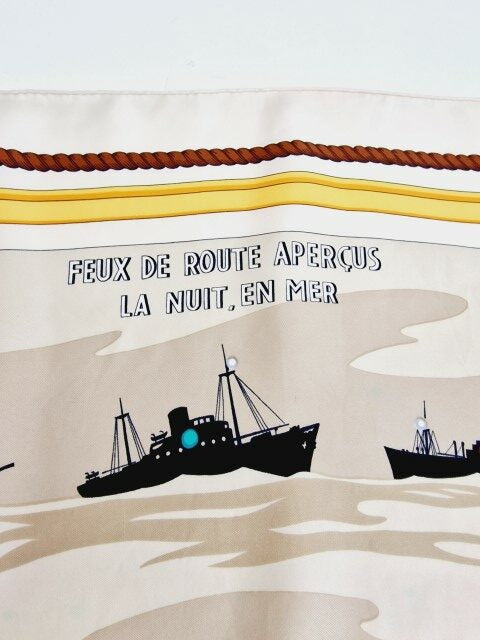HERMÈS FEUX DE ROUTE APERCUS LA NUIT EN MER SILK SCARF