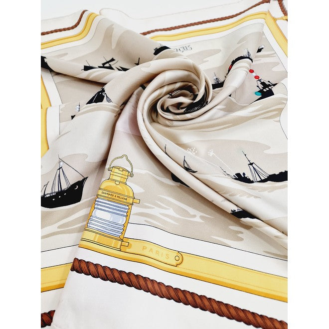 HERMÈS FEUX DE ROUTE APERCUS LA NUIT EN MER SILK SCARF