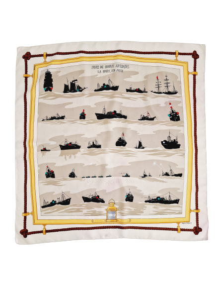 HERMÈS FEUX DE ROUTE APERCUS LA NUIT EN MER SILK SCARF