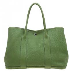 Hermes Garden Party Bag Togo Leather In Green