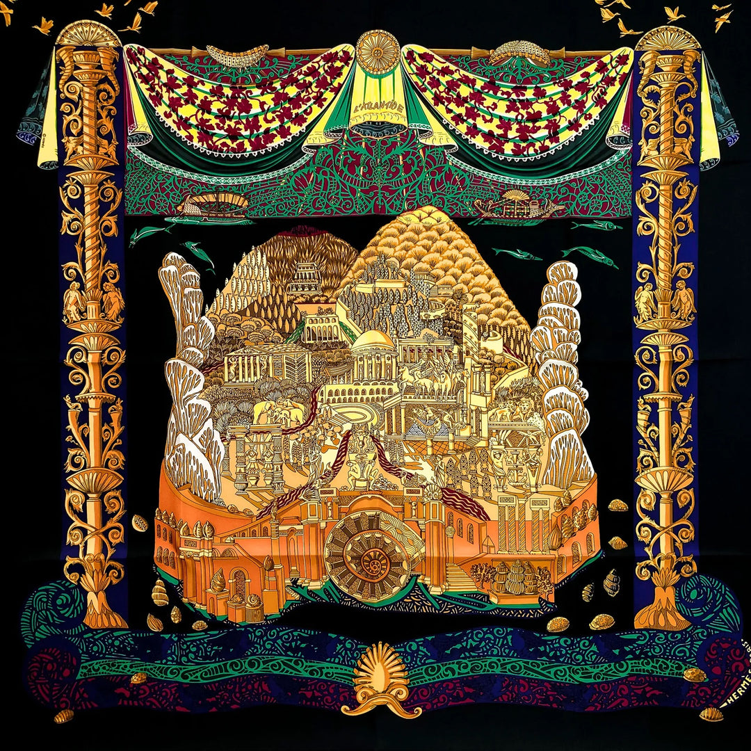 HERMÈS L'ATLANTIDE VINTAGE SILK SCARF BY ANNIE FAIVRE – Caroline's