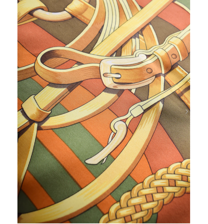 HERMÈS VINTAGE COACHING EQUESTRIAN BELT STRAP BRIDLE SILK SCARF