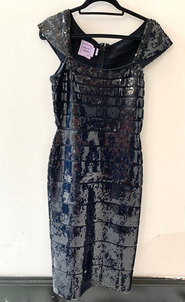 HERVE LEGER SEQUIN BANDAGE DRESS
