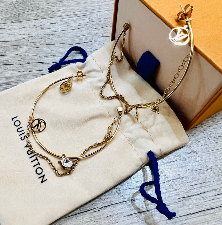 Louis Vuitton Monogram Hoops Earrings Charms &amp; Chains