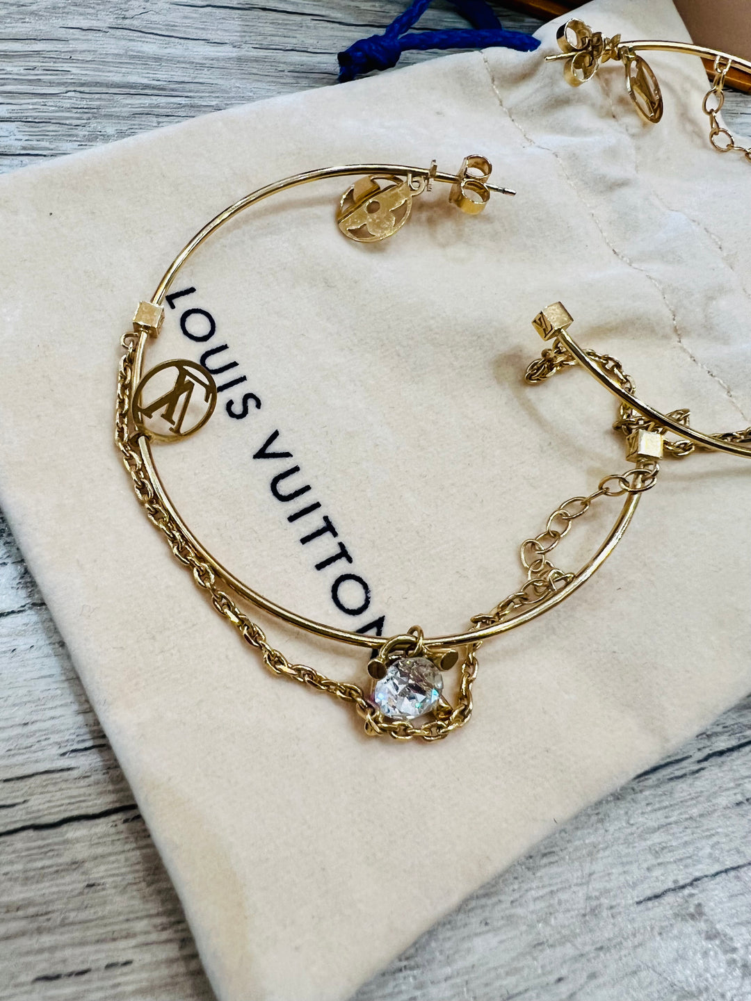 Louis Vuitton Monogram Hoops Earrings Charms &amp; Chains