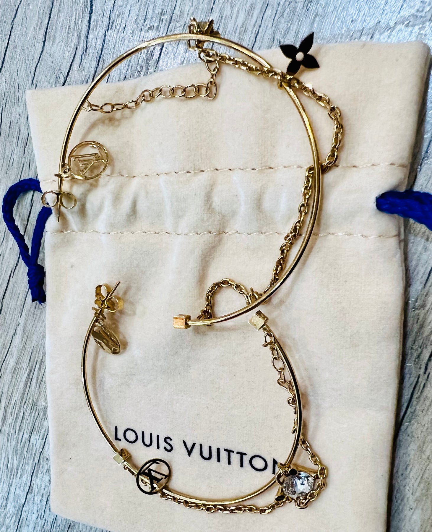 Louis Vuitton Monogram Hoops Earrings Charms & Chains – Caroline's