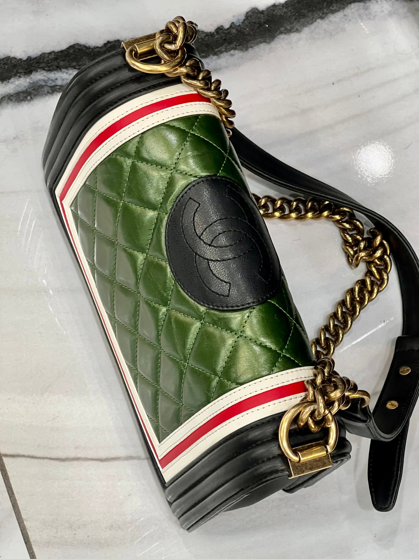 Chanel Bicolor Boy Flap Bag Quilted Lambskin Large at 1stDibs