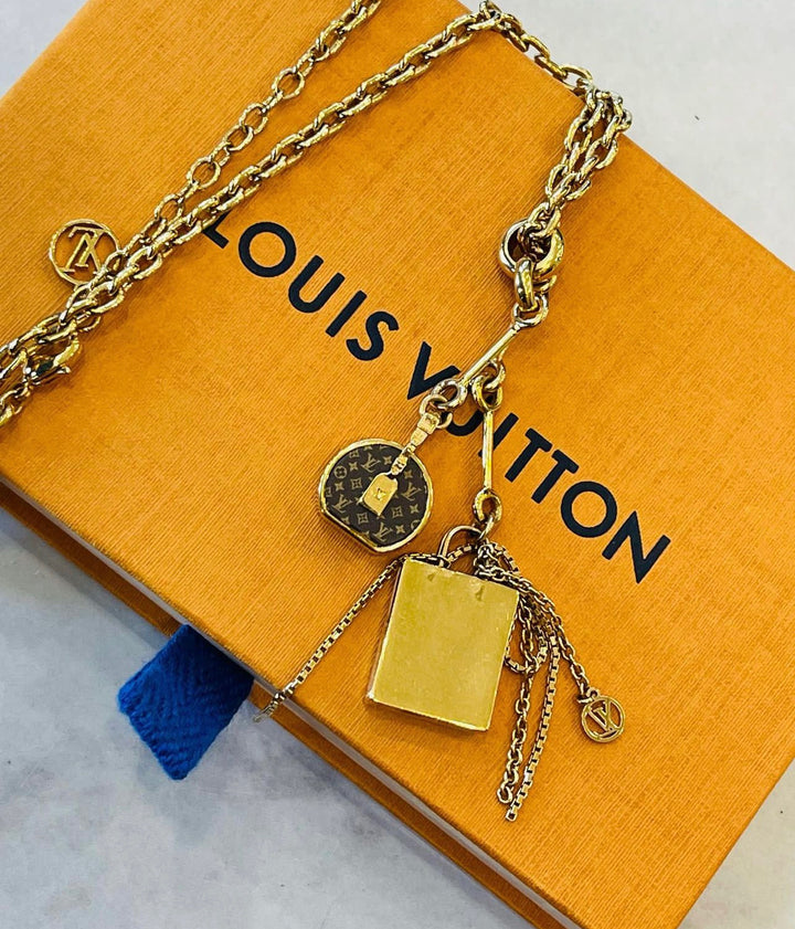 LOUIS VUITTON LOCK &amp; LV CHARMS NECKLACE