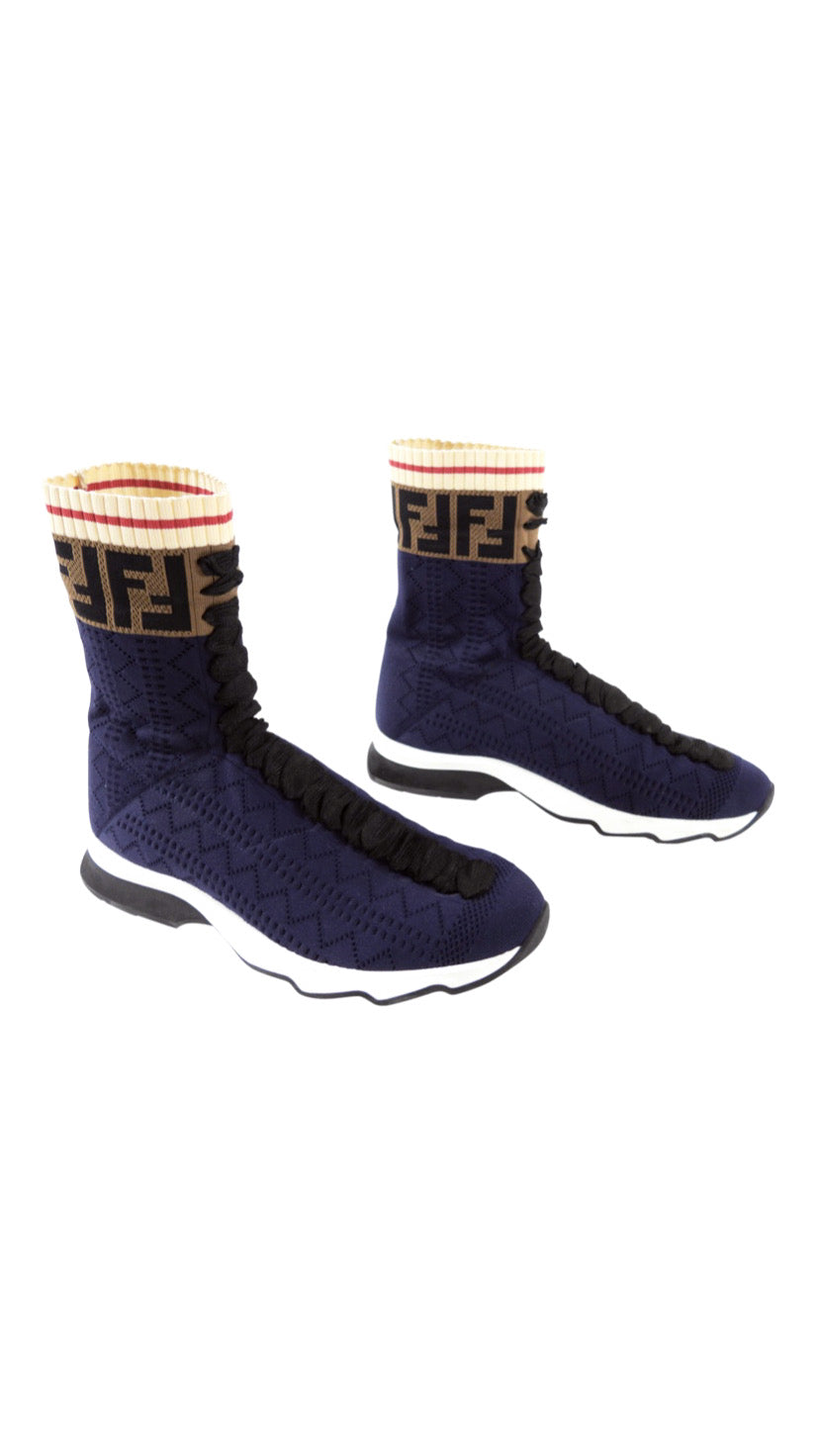 FENDI MONOGRAM KNIT SOCK SNEAKERS
