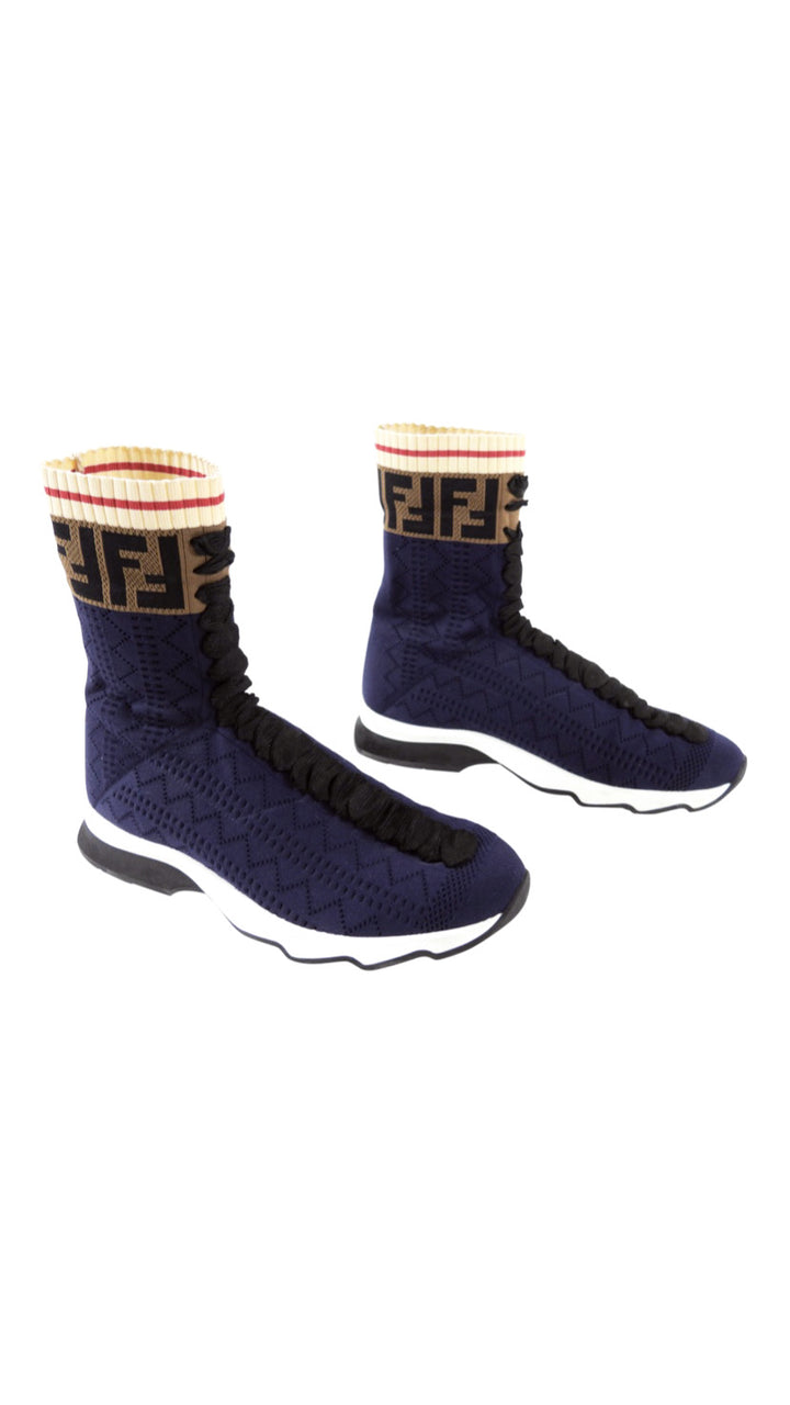 FENDI MONOGRAM KNIT SOCK SNEAKERS