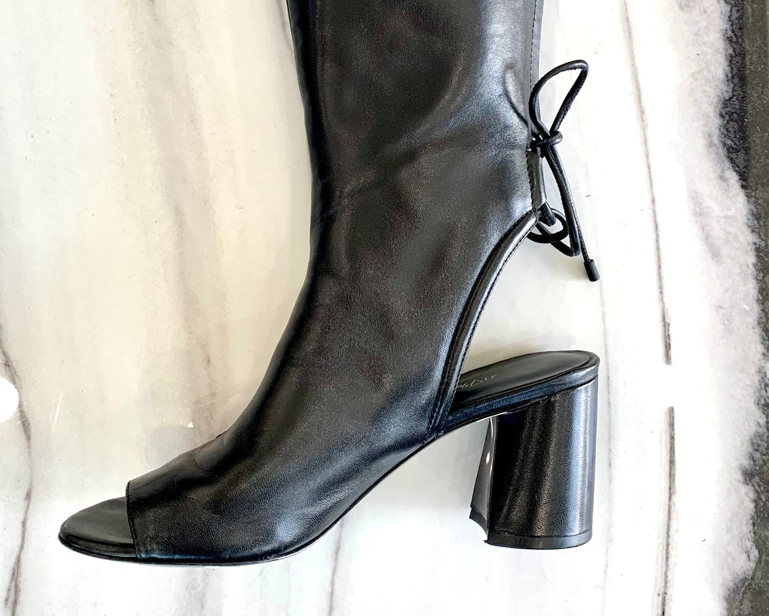 PHILLIP LIM MID-CALF DRUM OPEN TOE BOOTS