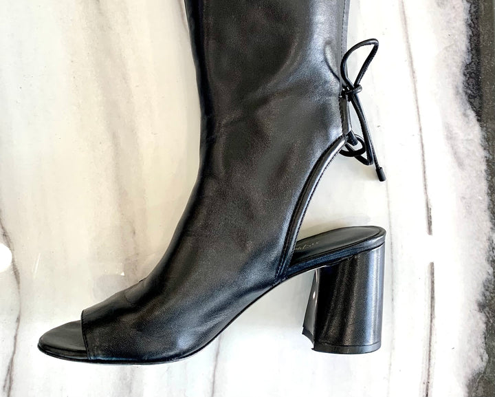 PHILLIP LIM MID-CALF DRUM OPEN TOE BOOTS