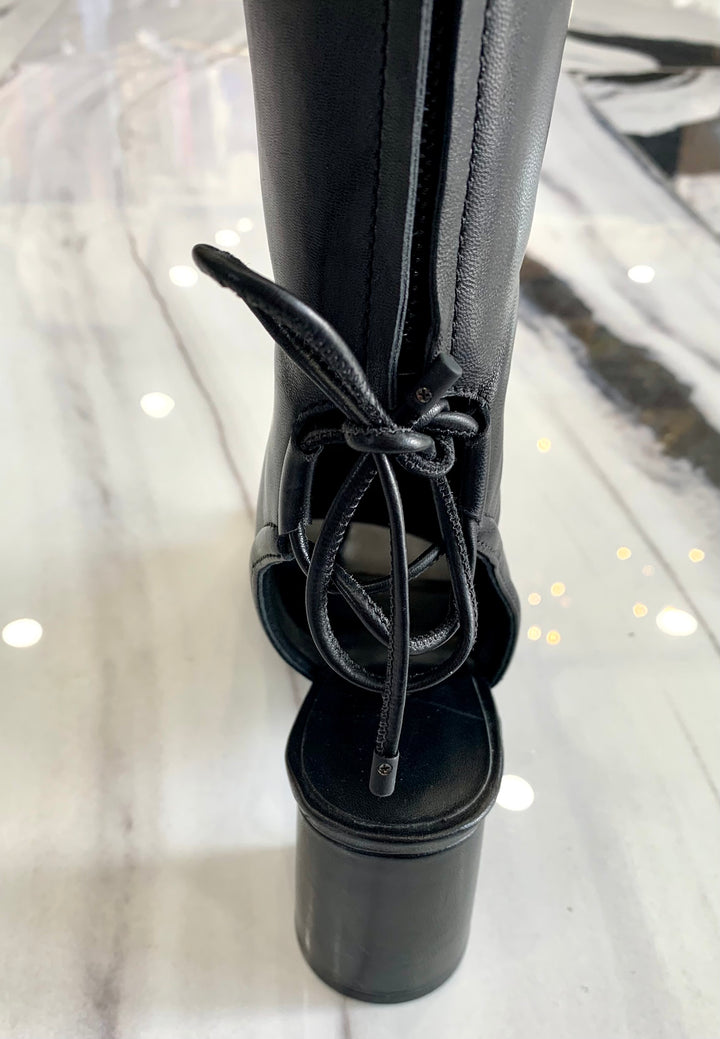PHILLIP LIM MID-CALF DRUM OPEN TOE BOOTS