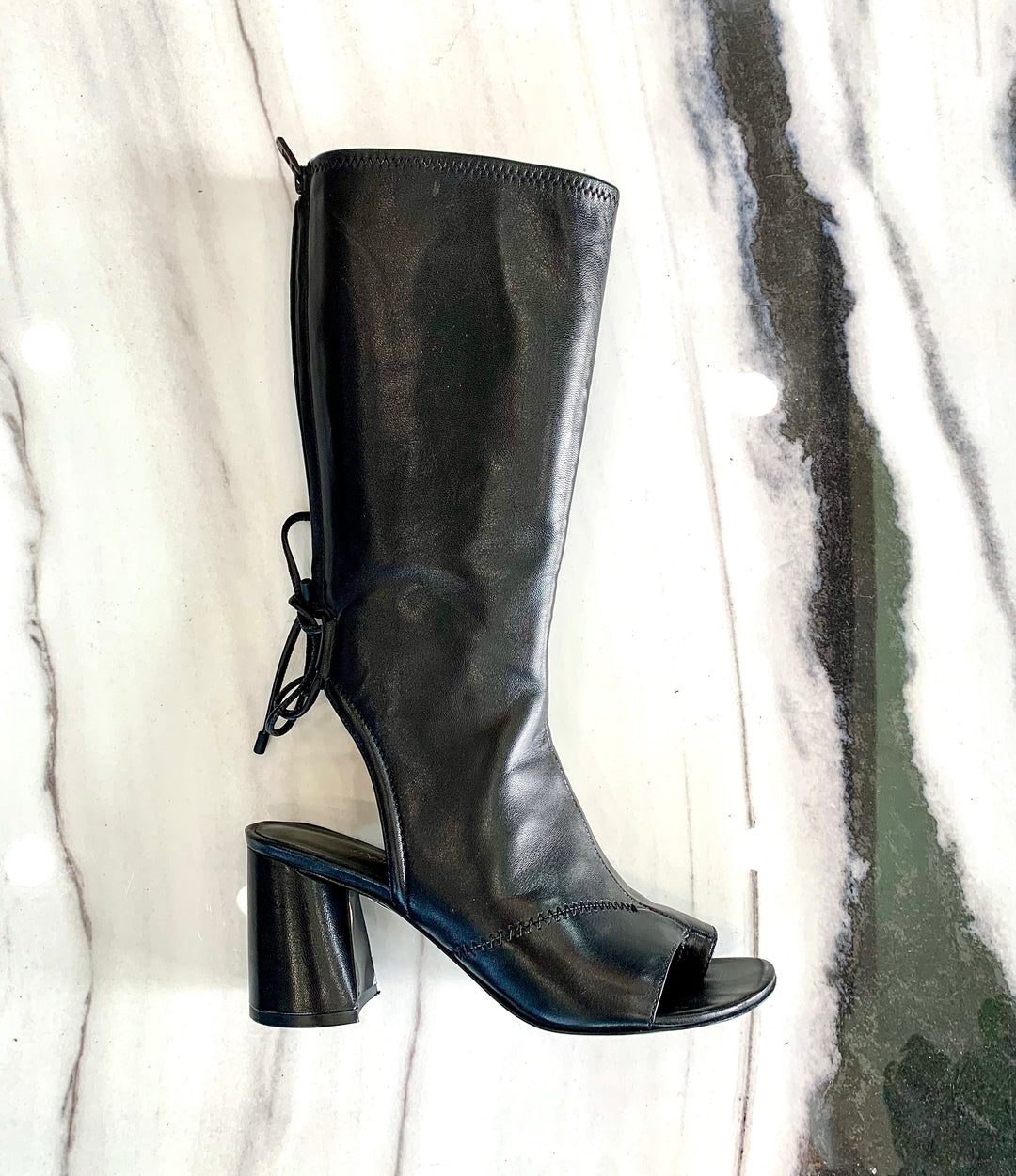 PHILLIP LIM MID-CALF DRUM OPEN TOE BOOTS