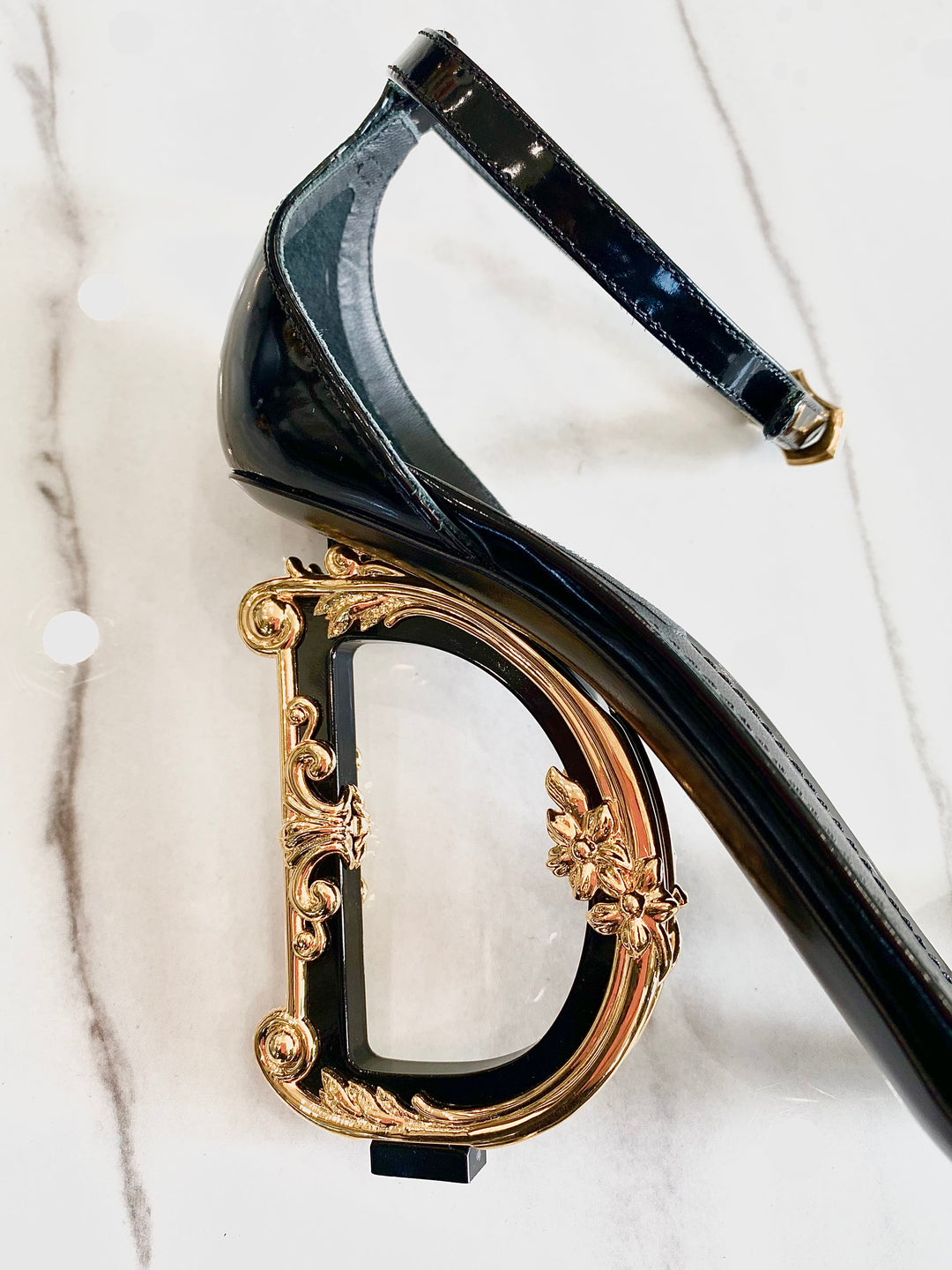 DOLCE &amp; GABBANA SCULPTED PATENT LEATHER SANDALS