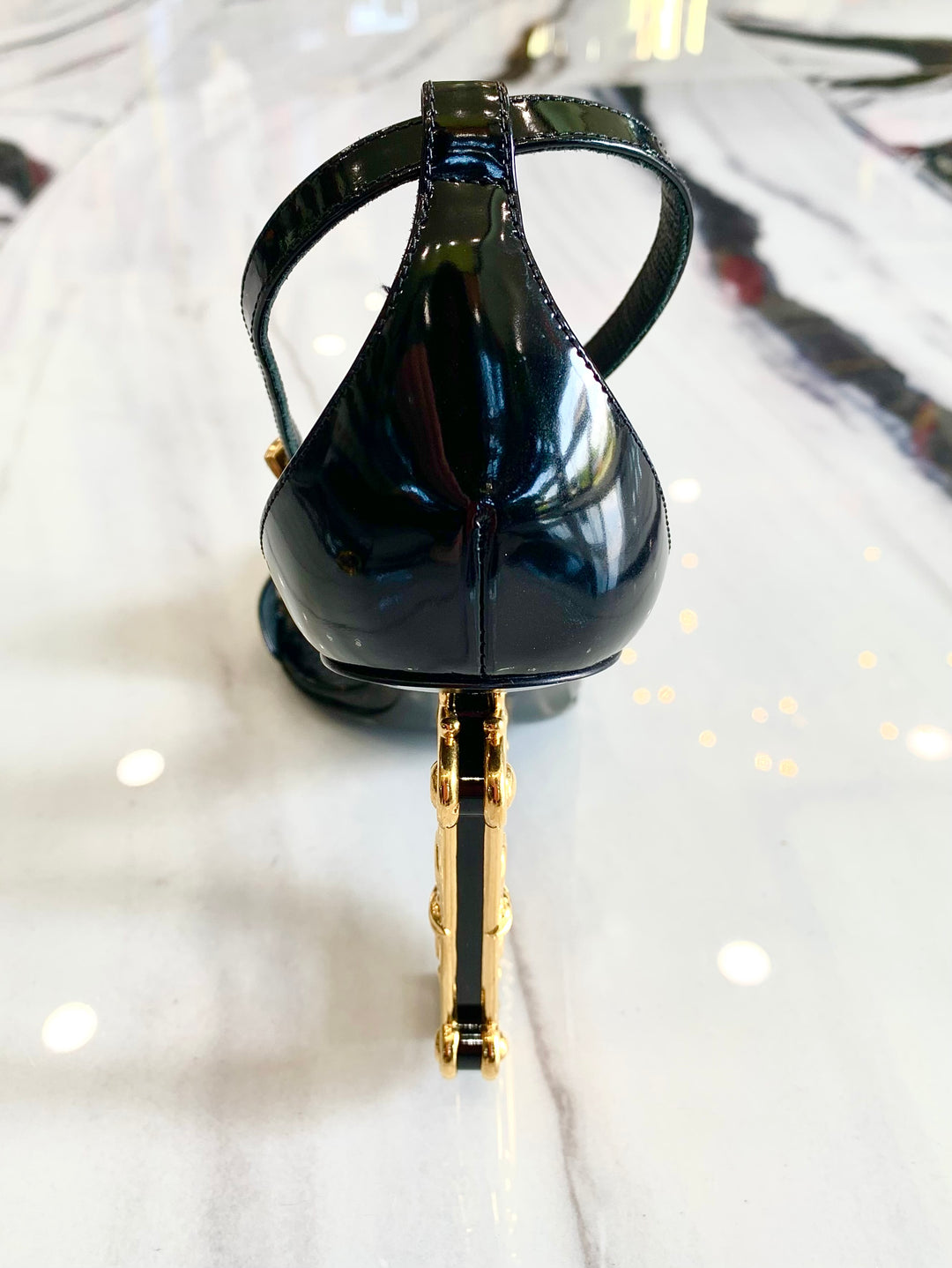 DOLCE &amp; GABBANA SCULPTED PATENT LEATHER SANDALS