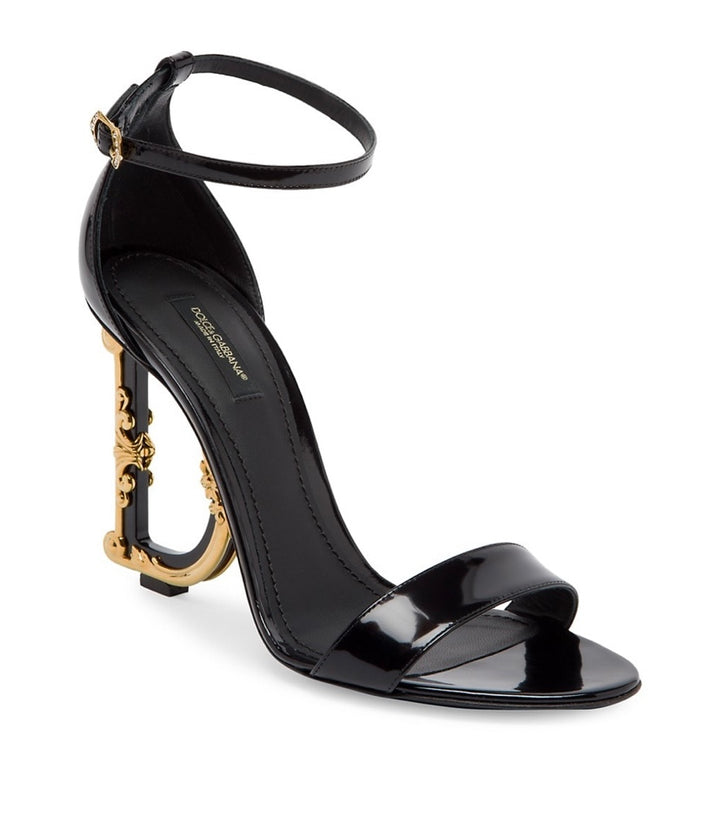 DOLCE &amp; GABBANA SCULPTED PATENT LEATHER SANDALS