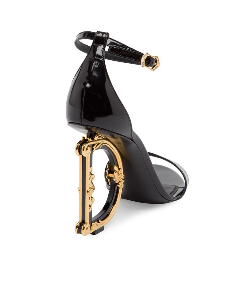 DOLCE &amp; GABBANA SCULPTED PATENT LEATHER SANDALS