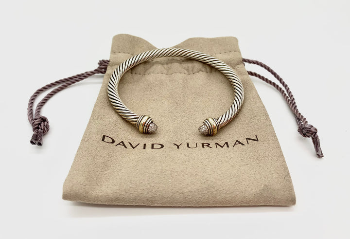 DAVID YURMAN GOLD AND PAVÉ DIAMONDS CABLE BRACELET
