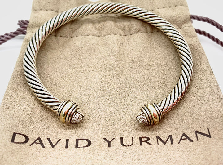DAVID YURMAN GOLD AND PAVÉ DIAMONDS CABLE BRACELET