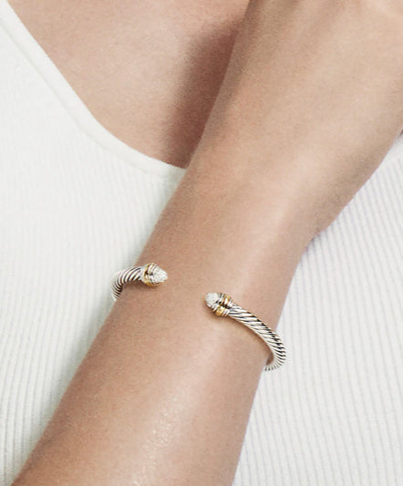 DAVID YURMAN GOLD AND PAVÉ DIAMONDS CABLE BRACELET