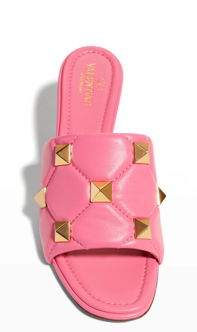 VALENTINO GARAVANI ROCKSTUD ENAMELED NAPPA LEATHER MULES
