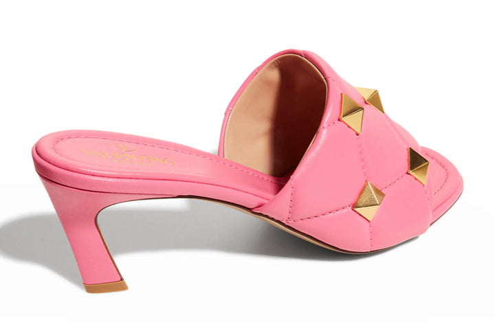 VALENTINO GARAVANI ROCKSTUD ENAMELED NAPPA LEATHER MULES