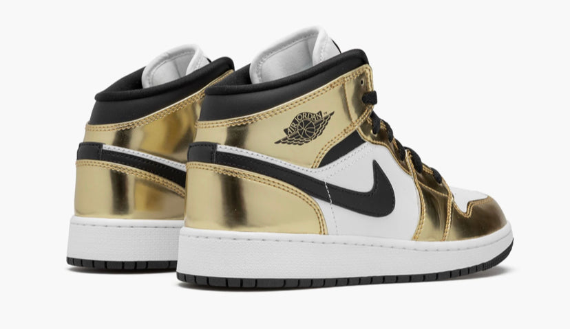 NIKE AIR JORDAN 1 MID METALLIC GOLD KIDS SNEAKERS