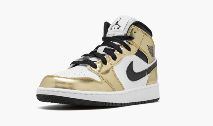 NIKE AIR JORDAN 1 MID METALLIC GOLD KIDS SNEAKERS