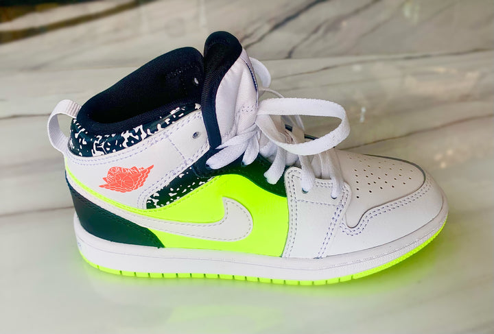 NIKE AIR JORDAN 1 MID COMPOSITION NOTEBOOK KIDS SNEAKER