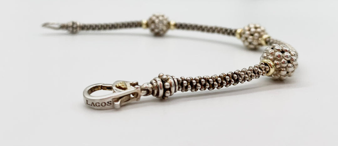 LAGOS THREE STATION CAVIAR BEADED BRACELET