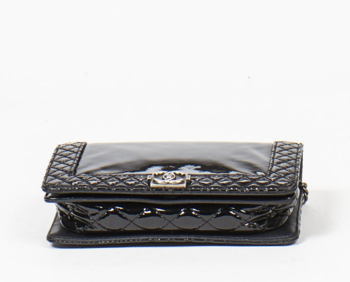 CHANEL REVERSO PATENT LEATHER LARGE BOY BAG
