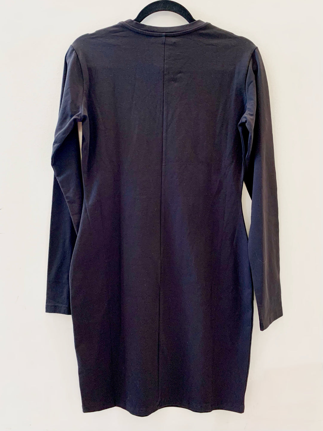 VERSACE JEANS RHINESTONE V-NECK LONG SLEEVE DRESS