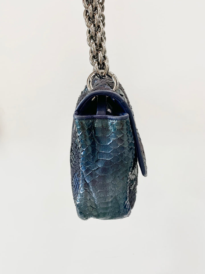 CHANEL PYTHON CROCHET JUMBO FLAP BAG-HS