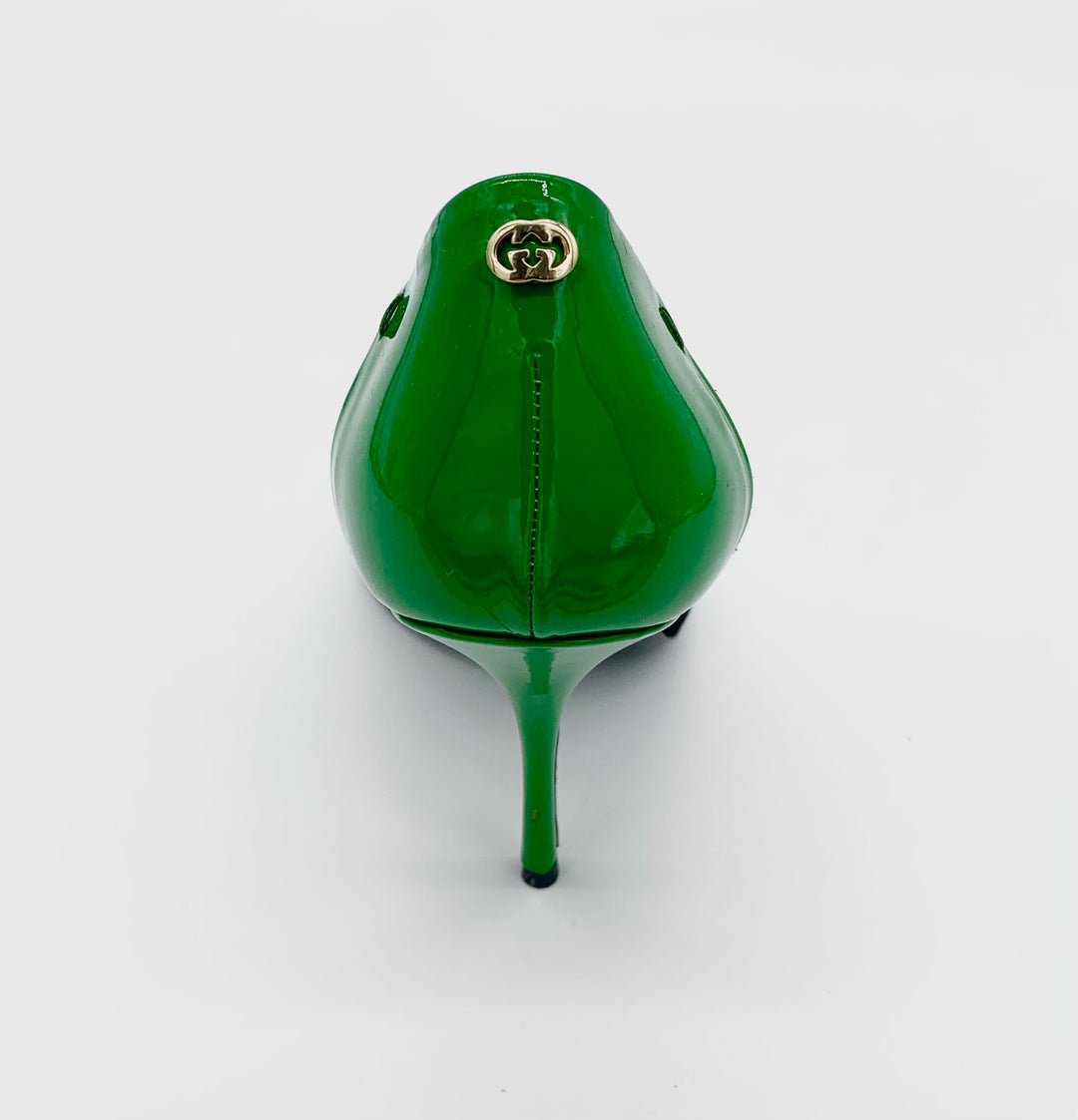 GUCCI PATENT LEATHER PEEP TOE PUMPS