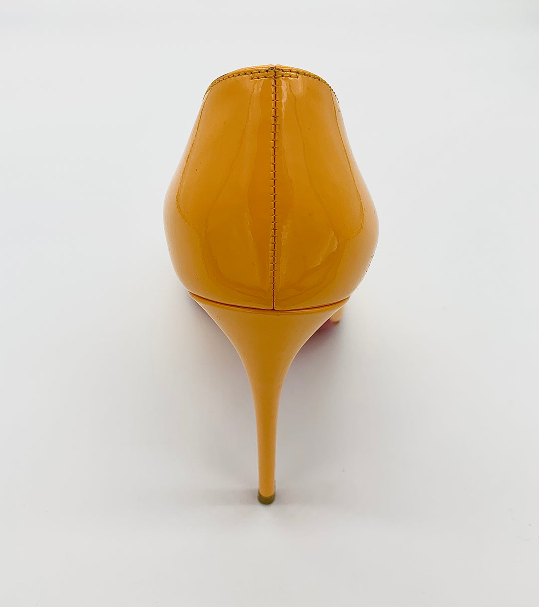 CHRISTIAN LOUBOUTIN ORANGE PATENT LEATHER PUMPS