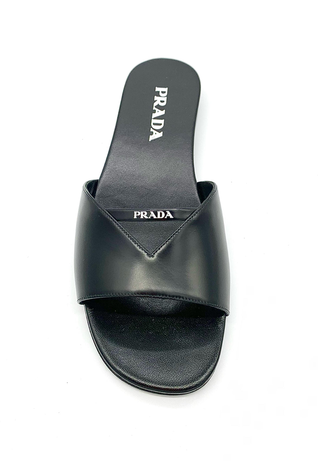 PRADA BRUSHED LEATHER CUT OUT SLIDES